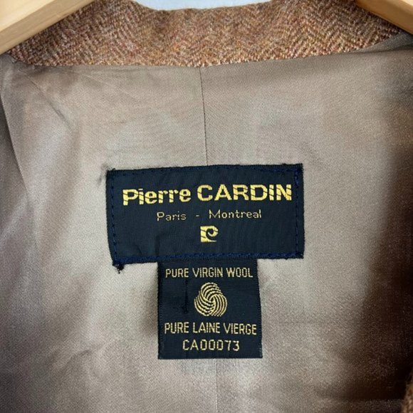 Vintage Pierre Cardin Pure Virgin Wool Herringbone dark Camel Brown Suit Jacket - Picture 5 of 15